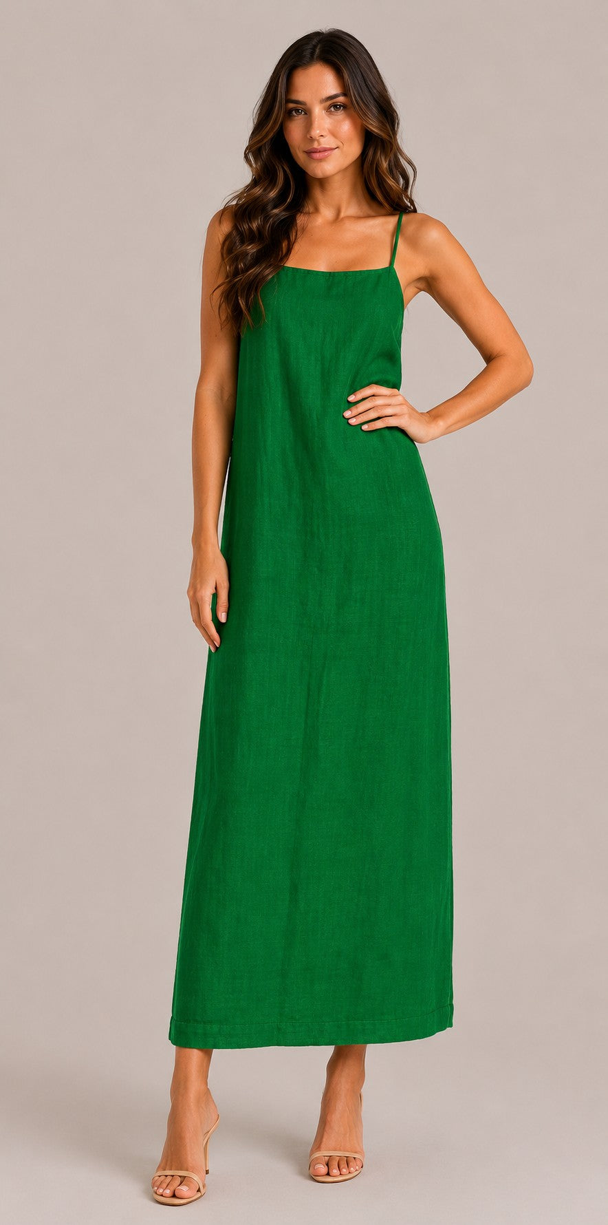 Women's Cotton Square Neck Sleeveless Maxi Dress