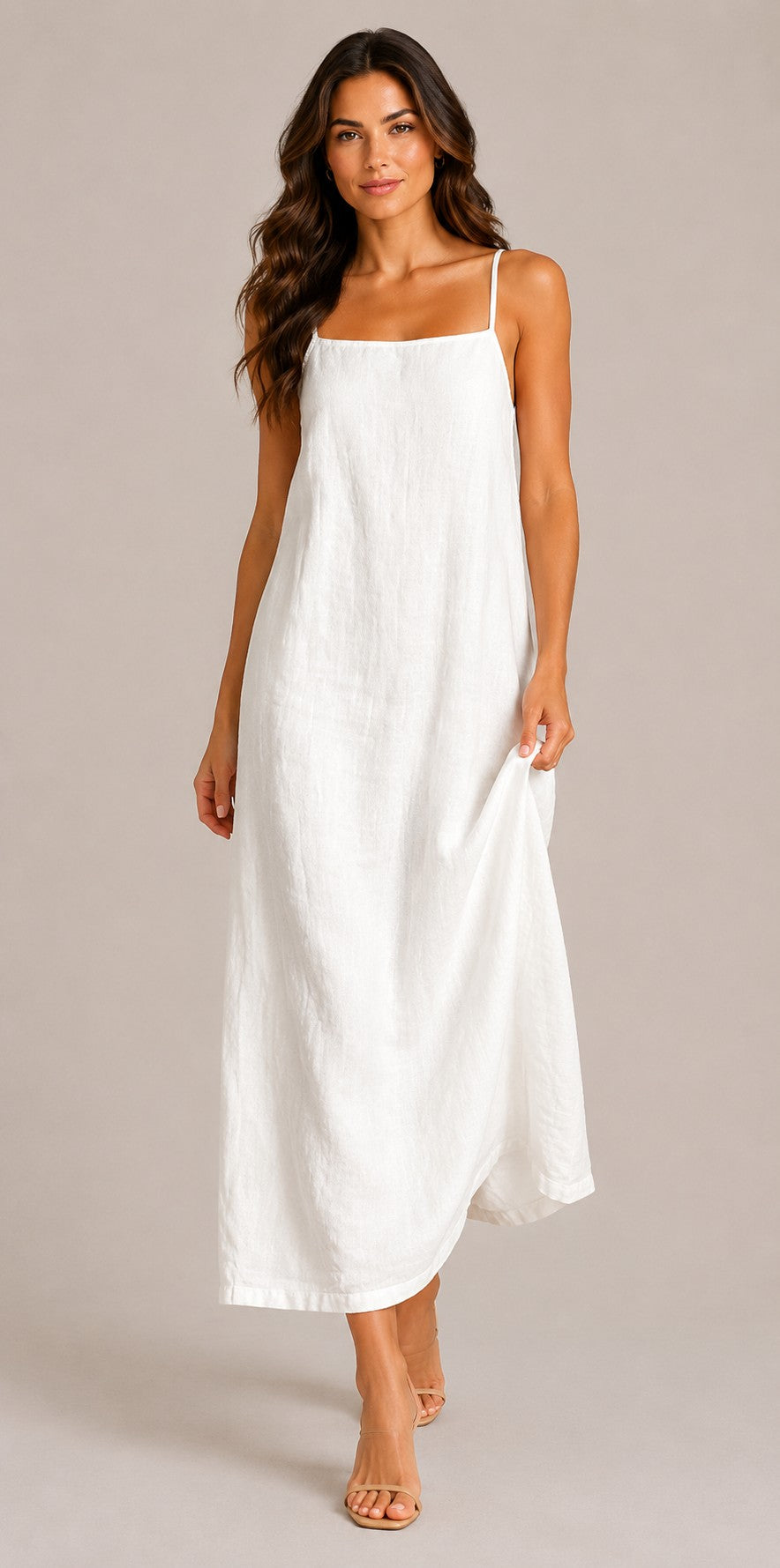 Women's Cotton Square Neck Sleeveless Maxi Dress