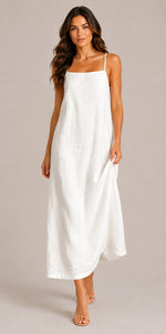 Women's Cotton Square Neck Sleeveless Maxi Dress