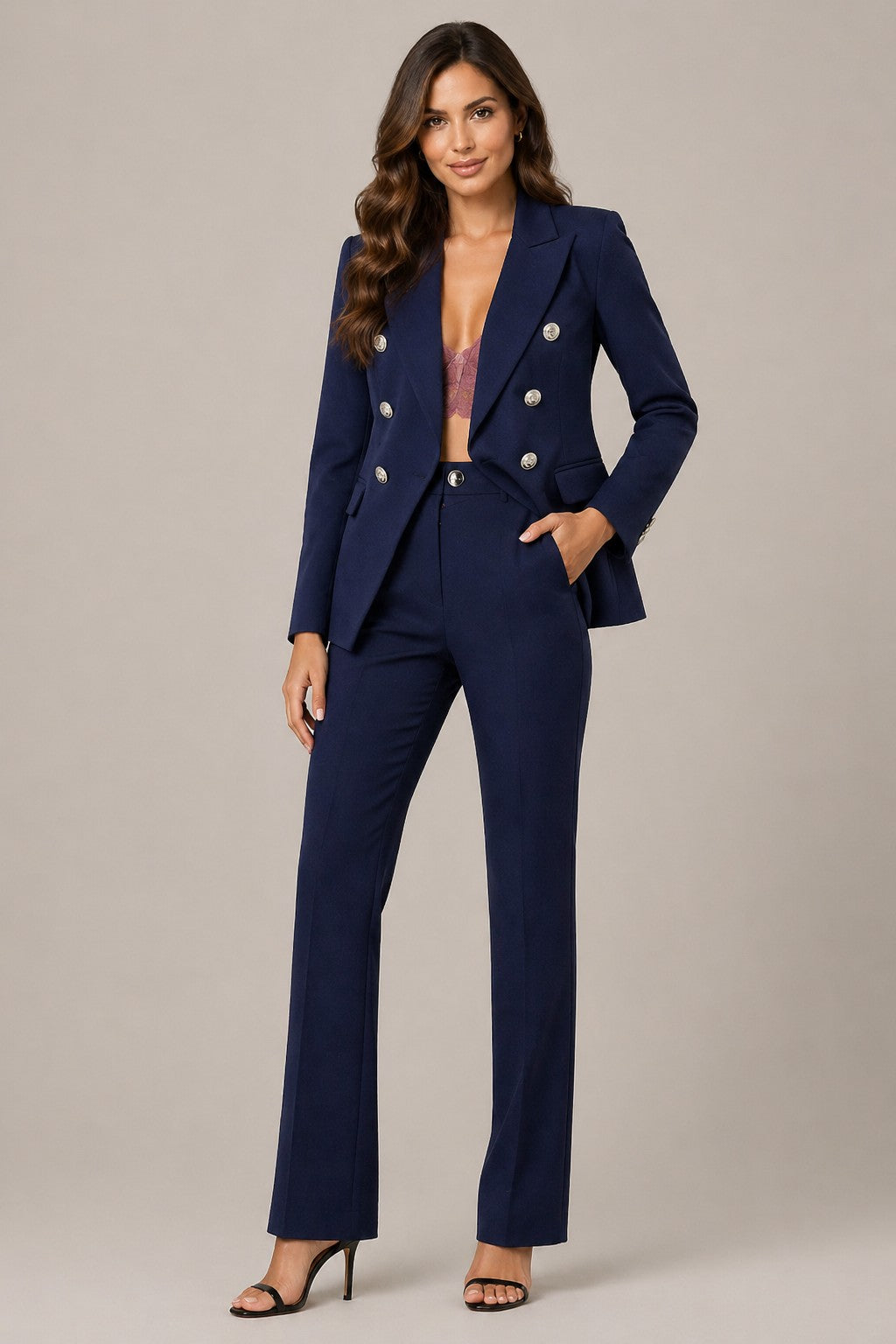Women’s Double Breasted Blazer Pants Suit