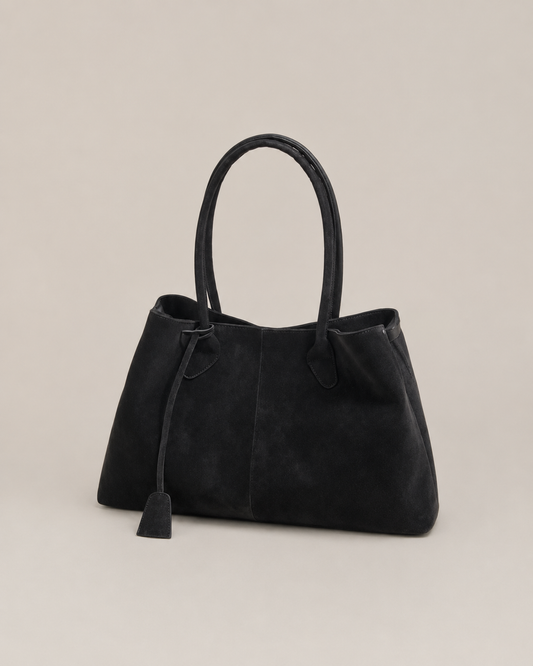 Suede Tote Bag for Women – Tassel Top Handle Shoulder Handbag