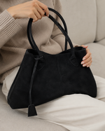 Suede Tote Bag for Women – Tassel Top Handle Shoulder Handbag