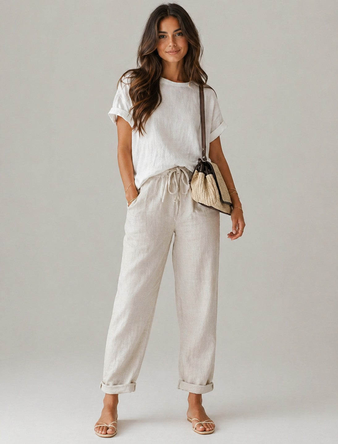 Women’s Drawstring Waist Straight Leg Pants