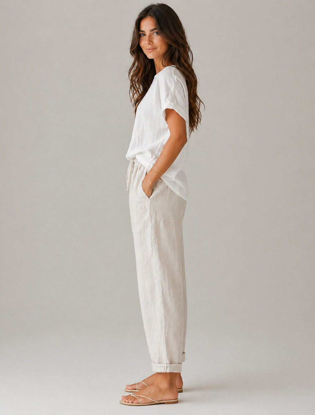 Women’s Drawstring Waist Straight Leg Pants