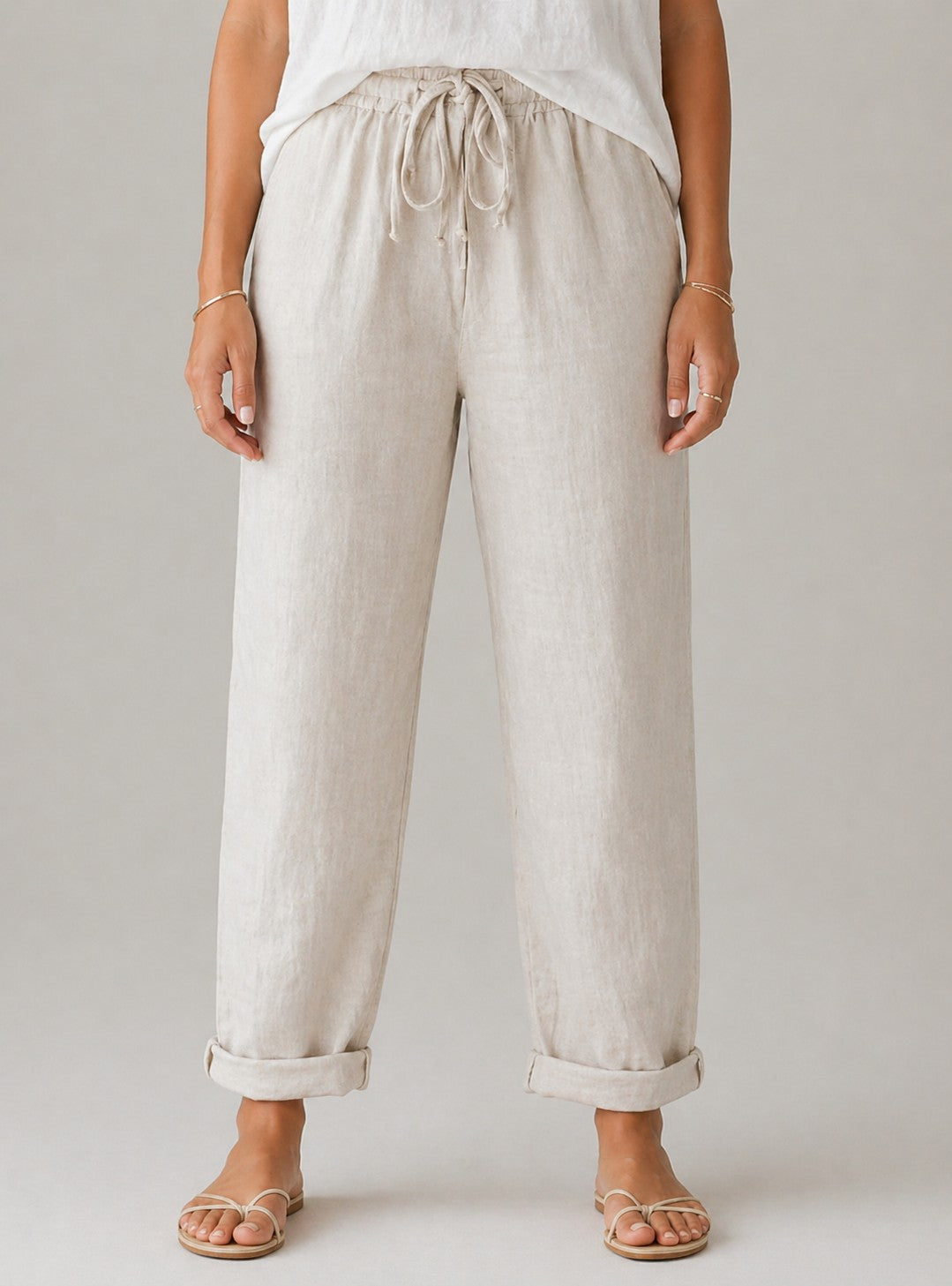 Women’s Drawstring Waist Straight Leg Pants