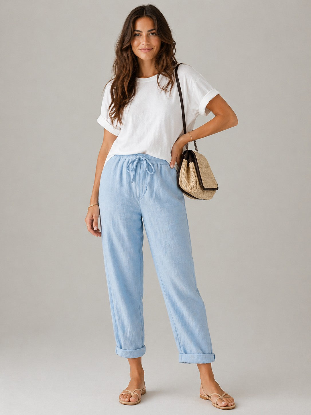 Women’s Drawstring Waist Straight Leg Pants