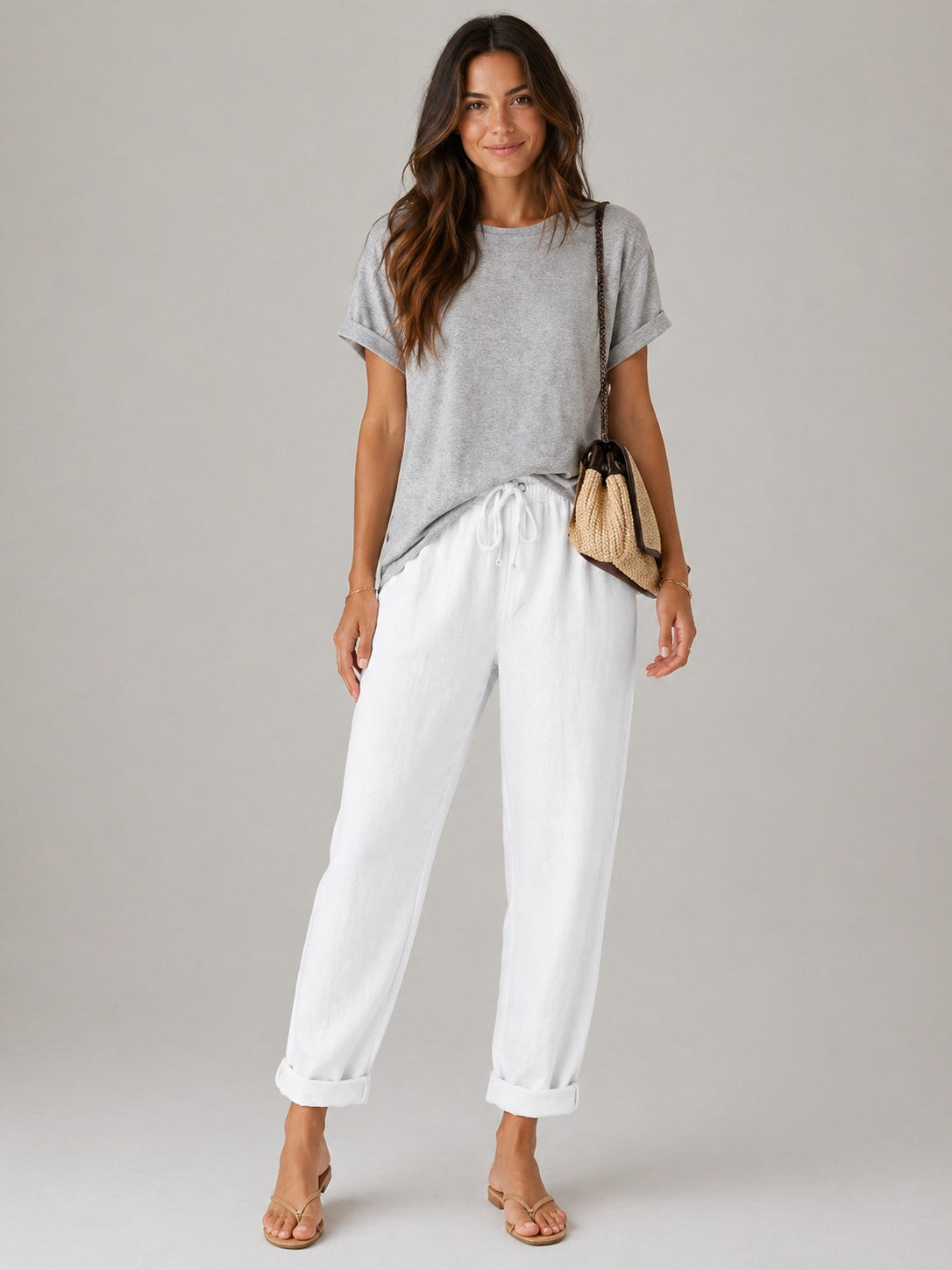 Women’s Drawstring Waist Straight Leg Pants