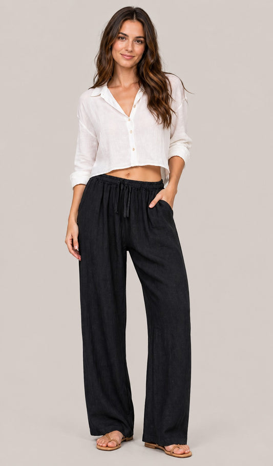 Women’s Drawstring Waist Wide Leg Pants