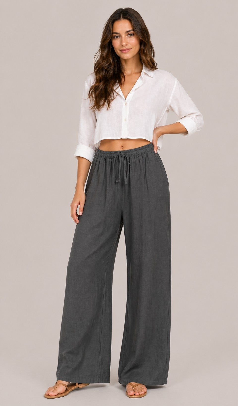 Women’s Drawstring Waist Wide Leg Pants