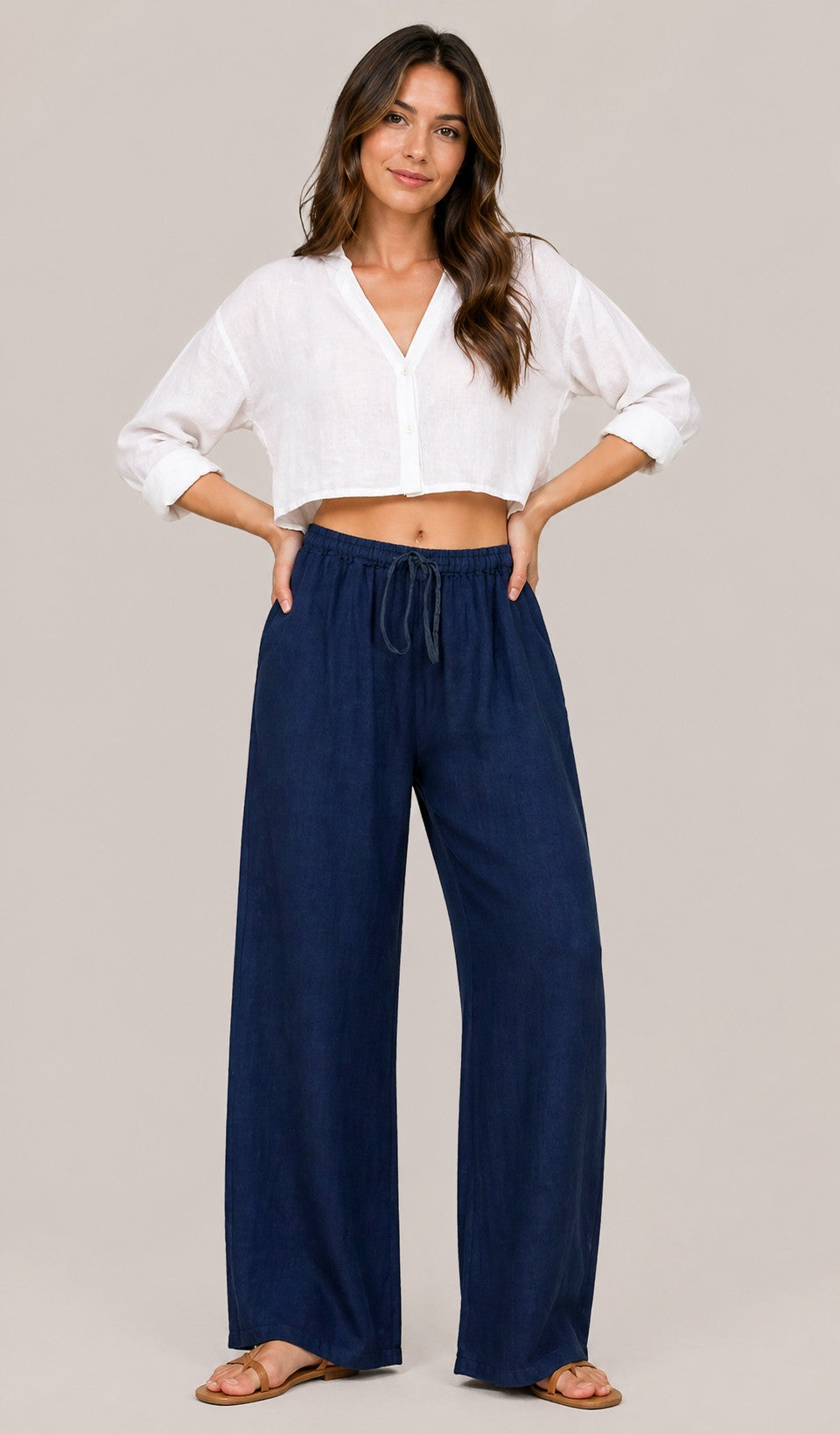 Women’s Drawstring Waist Wide Leg Pants