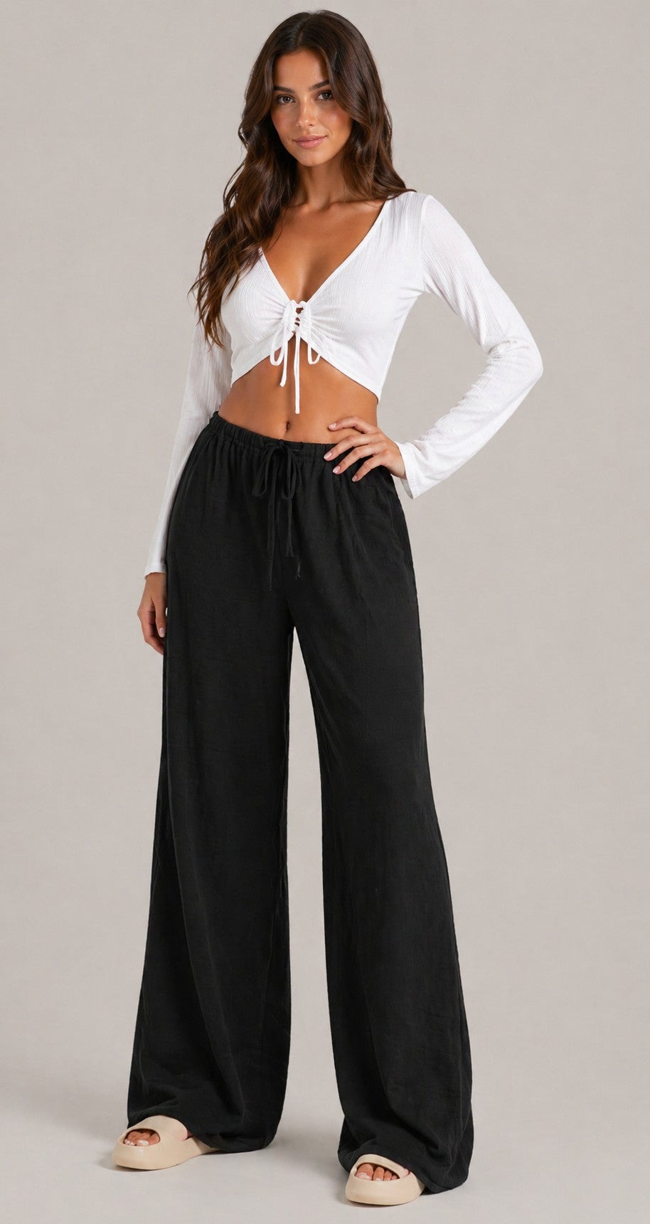 Women’s Drawstring Wide Leg Pants