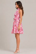 Women's Floral Halter Neck Sleeveless Mini Dress