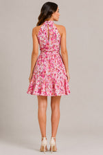 Women's Floral Halter Neck Sleeveless Mini Dress