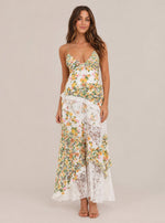 Women's Floral Lace Panel Maxi Dress