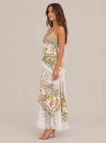 Women's Floral Lace Panel Maxi Dress