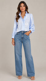 Women's Floral Print Ruffle Neck Blouse