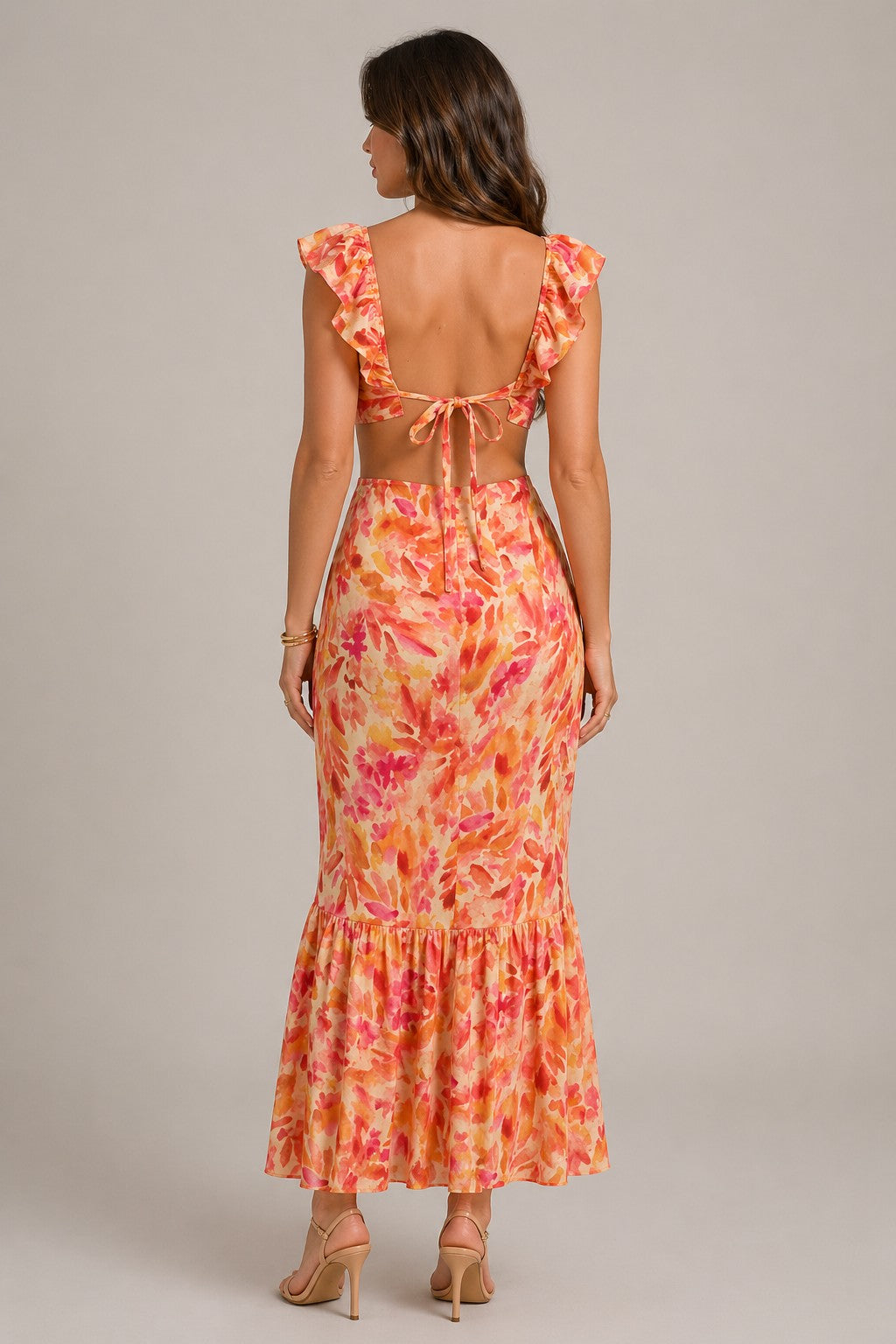 Women's Floral Ruffle Maxi Dress