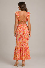 Women's Floral Ruffle Maxi Dress