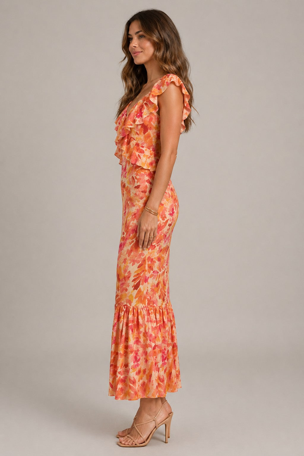 Women's Floral Ruffle Maxi Dress