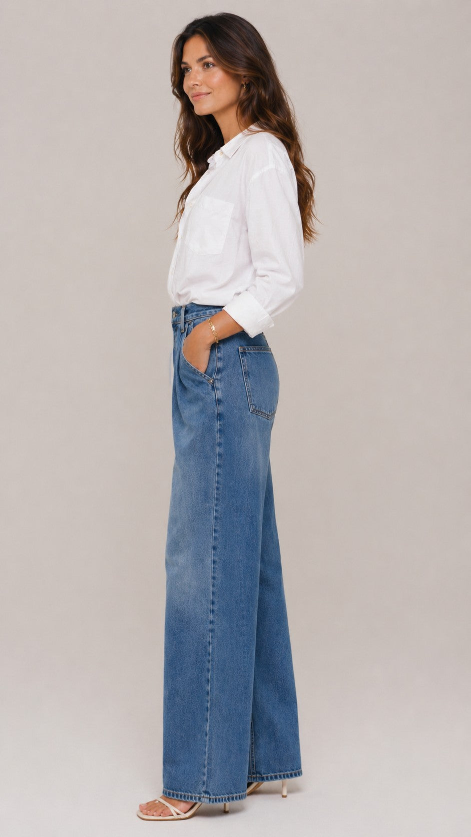 Women’s Front Closure Wide Leg Denim Pants