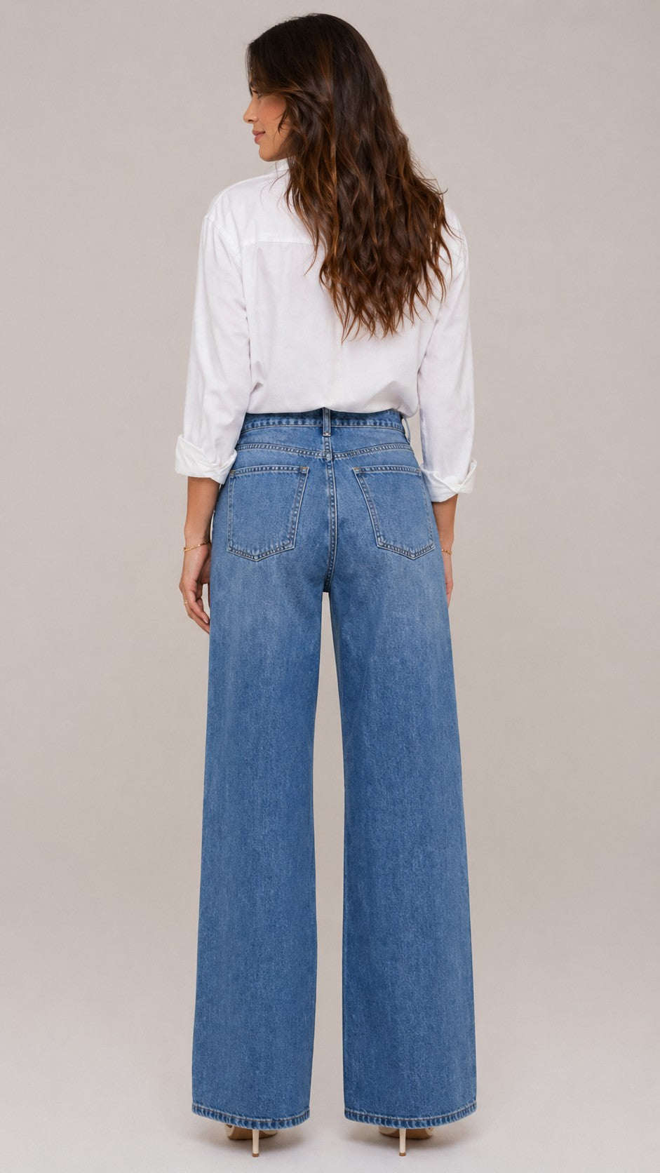Women’s Front Closure Wide Leg Denim Pants