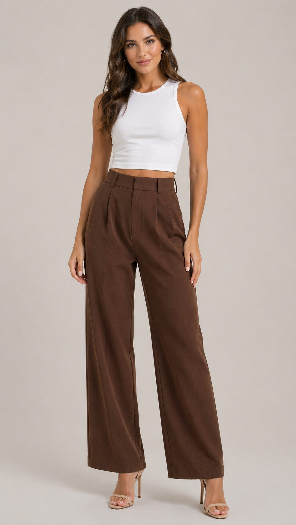 Women’s Front Pleats Wide Leg Pants