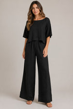 Women’s Half Sleeve Top Wide Pants Set
