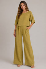Women’s Half Sleeve Top Wide Pants Set