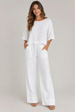 Women’s Half Sleeve Top Wide Pants Set