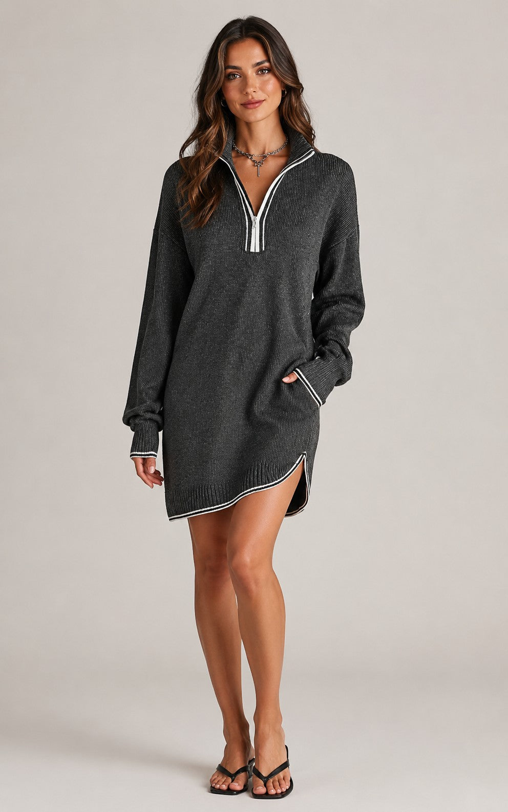 Women's Half Zip Sweater Dress