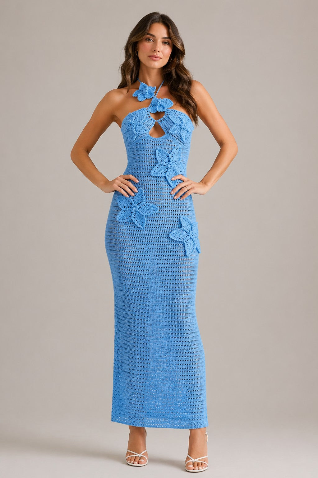 Women’s Halter Neck Fitted Maxi Dress