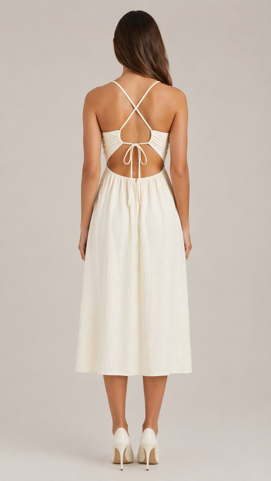 Women’s Halter Neck Front Cut-Out Midi Dress