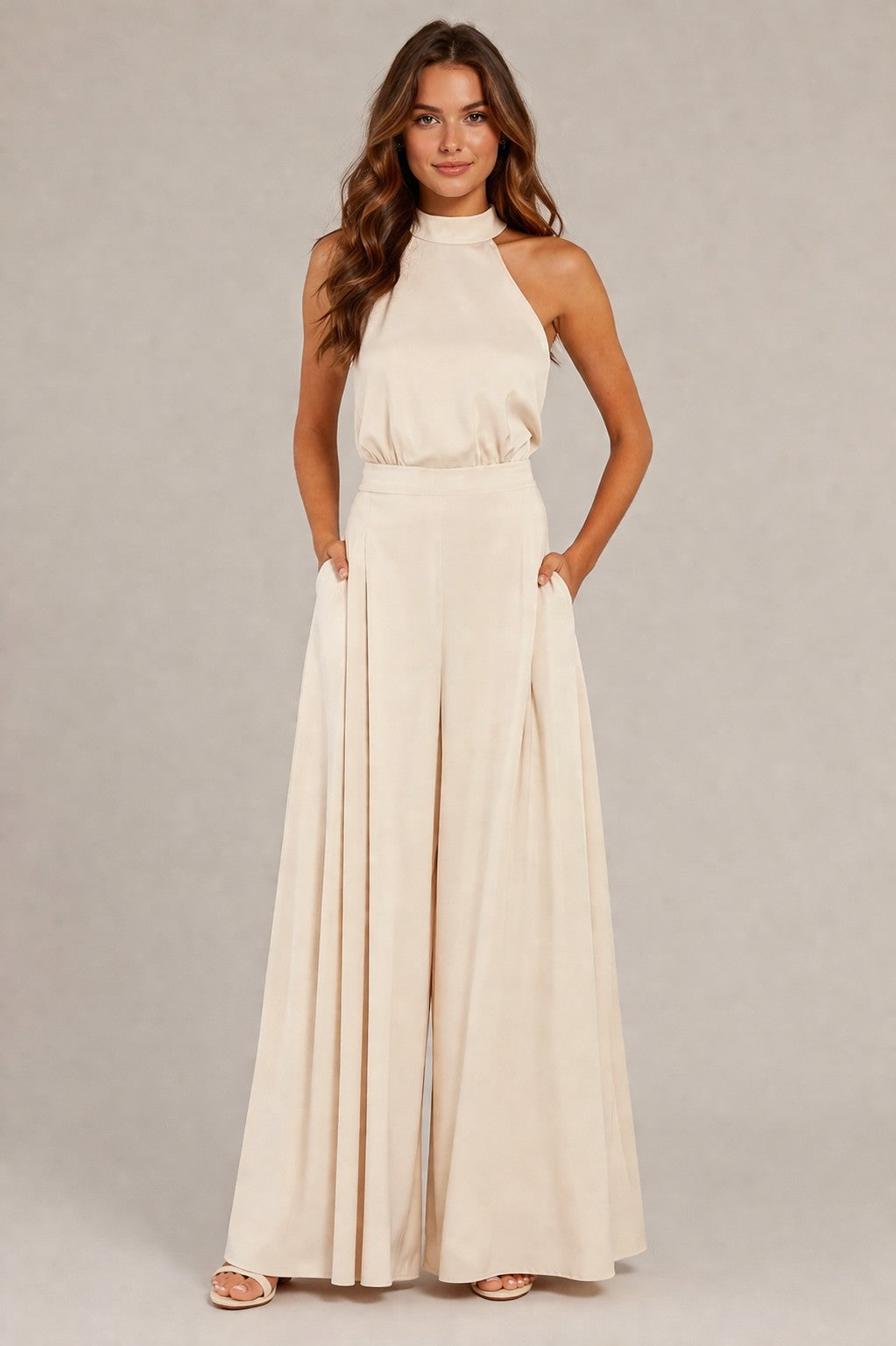 Women's Halter Neck Wide Leg Jumpsuit