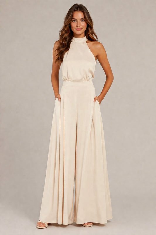 Women's Halter Neck Wide Leg Jumpsuit