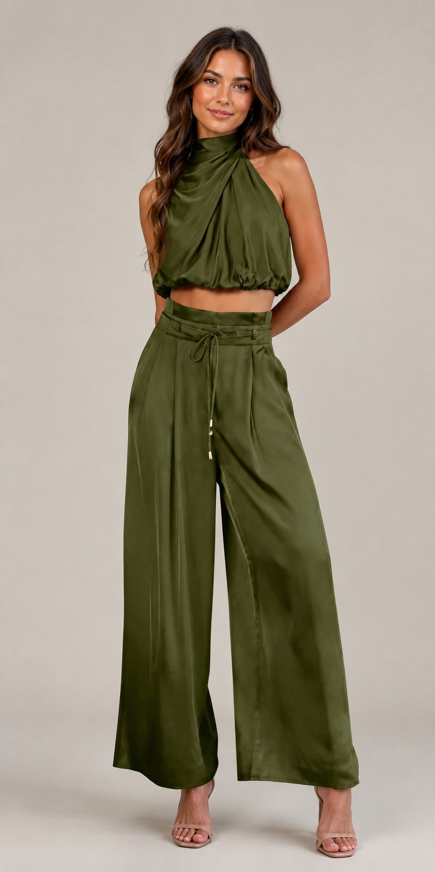 Women’s Halter Top and Wide Leg Pants Set