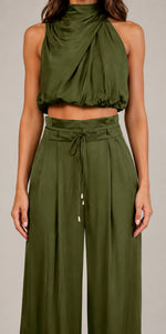 Women’s Halter Top and Wide Leg Pants Set