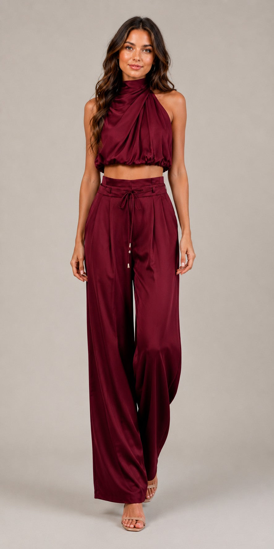 Women’s Halter Top and Wide Leg Pants Set
