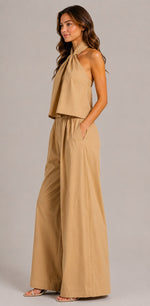 Women's Halter Top Wide Leg Pants Set