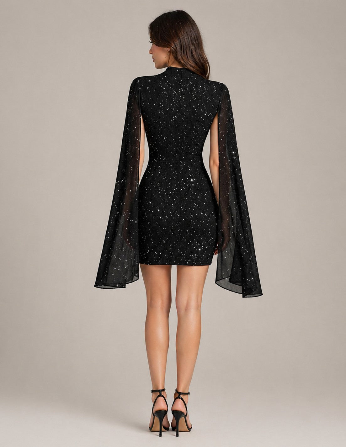 Women’s High Neck Cape Sleeve Mini Dress