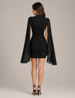 Women’s High Neck Cape Sleeve Mini Dress