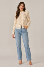Women’s High Neck Lace Long Sleeve Blouse