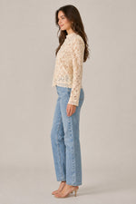 Women’s High Neck Lace Long Sleeve Blouse