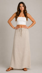 Women’s High Waist Drawstring Maxi Skirt