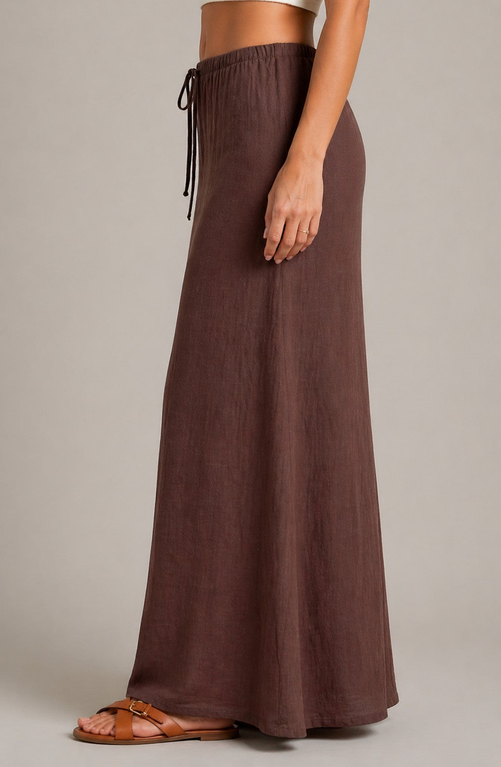 Women’s High Waist Drawstring Maxi Skirt