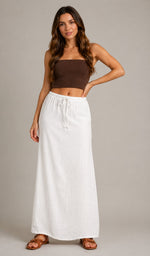 Women’s High Waist Drawstring Maxi Skirt