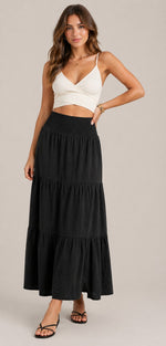 Women’s High Waist Tiered Maxi Skirt