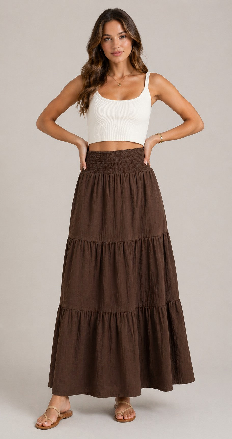 Women’s High Waist Tiered Maxi Skirt