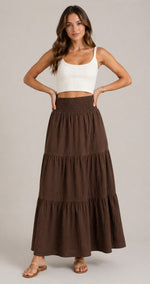 Women’s High Waist Tiered Maxi Skirt