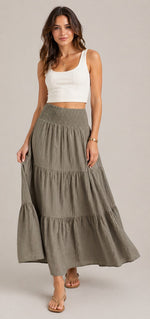Women’s High Waist Tiered Maxi Skirt