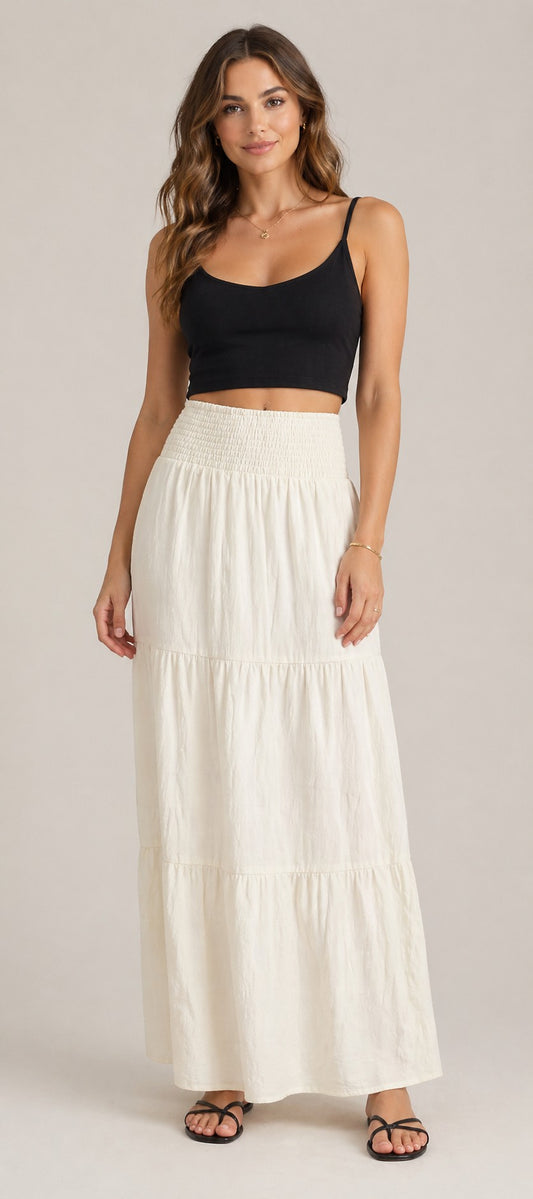 Women’s High Waist Tiered Maxi Skirt